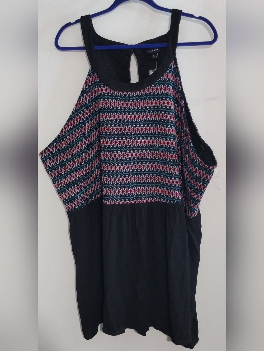 Torrid Black Tank with Multicolor Embroidered Yoke 6XL